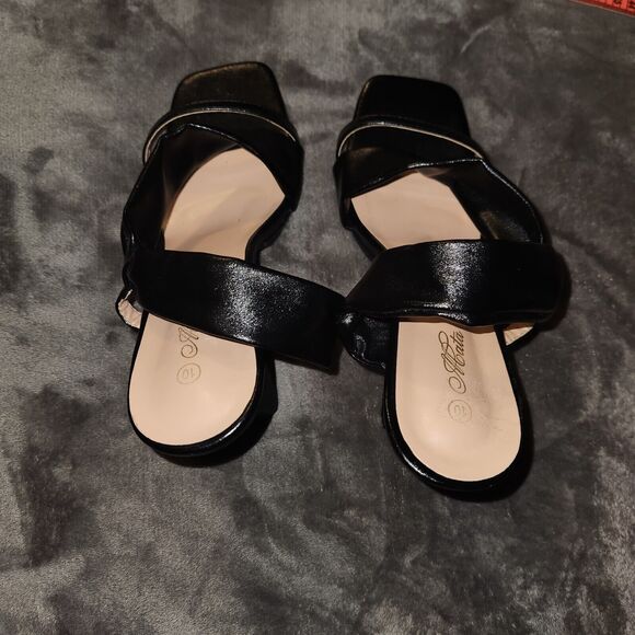 NWOB MATA Black Open Square Toe Abstract Block Heel Shoes WOMEN Size 10 - Picture 7 of 8